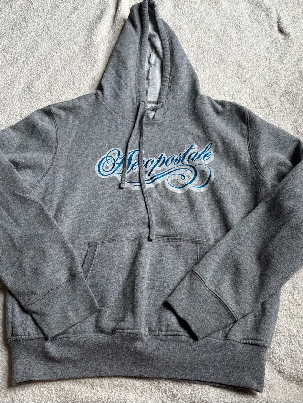 Aeropostale Y2K  Gray Script Logo Hoodie